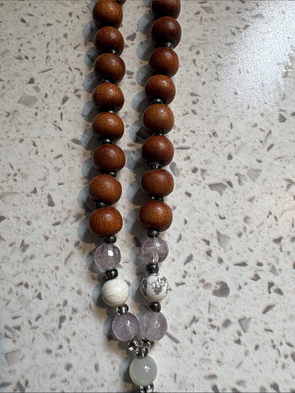 NEW! Tiny Devotions Wooden Beaded Amethyst Necklace 💜 - Picture 7 of 11